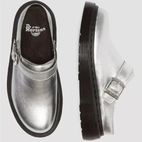 Dr. Martens Laketen Slingback Mule Tumbled Silver Metallic Size 8 NWOT - Picture 4 of 16